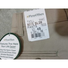 Flynn O’Hara Boys Khaki Twill Slim Pants Size 4S Adjustable Waist School Uniform