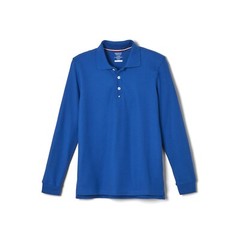 French Toast Boys School Uniform Long Sleeve Pique Polo Shirt, Royal Blue, XL