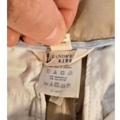 LANDS END Khaki School Uniform Plain Front Chino Pants Boys 14 Slim INSEAM 27″