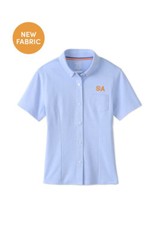 Success Academy Boys Short Sleeve Oxford Pique Shirt in Light Blue