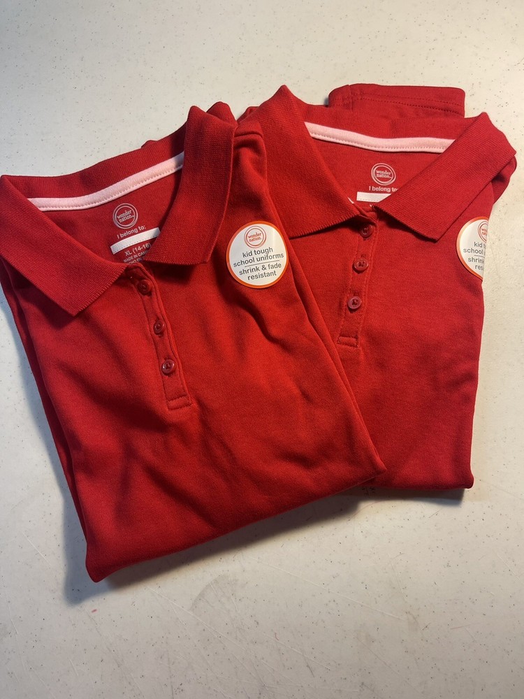Lot Of 2 Wonder Nation School Uniforms SS Polo Youth XL (14-16) Red SKU A48