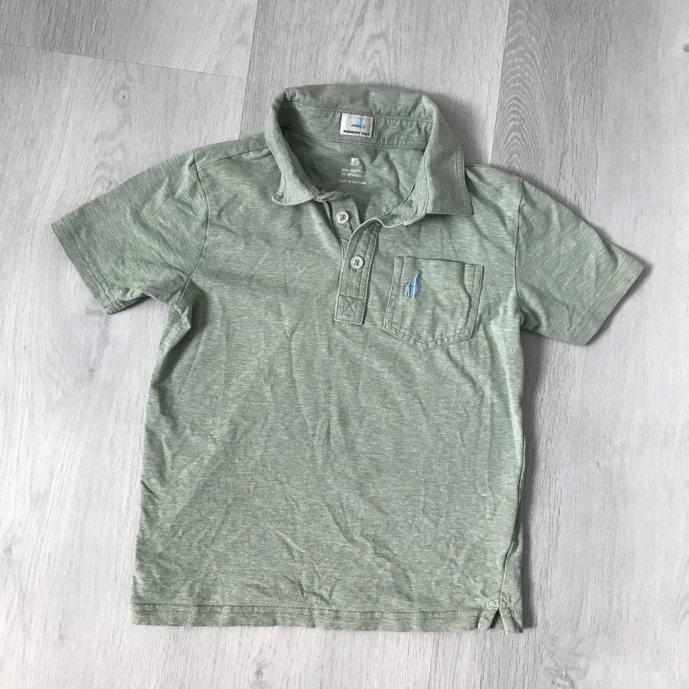 Johnnie-O Polo Shirt Boys 8 Green Youth Short Sleeve Preppy Pullover