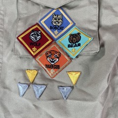 Boy Scouts Of America Shirt Youth Medium Beige Uniform Hat Neckerchief Set Lot
