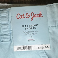 Boys Flat Front Shorts Sz 14 Light Blue Adjustable Waist Uniform NWT