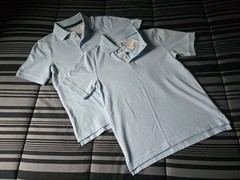 2 Childrens Place Boys Short Sleeve Polo School Uniform Shirts Light Blue M 7/8
