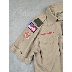 Boy Scouts of America Shirt Youth L Tan Vented Short Sleeve Patches Las Vegas