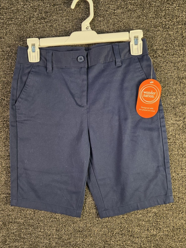 Set Of 2 Wonder Nation Boys Youth Shorts Navy Blue School Uniform Navy Size: 12