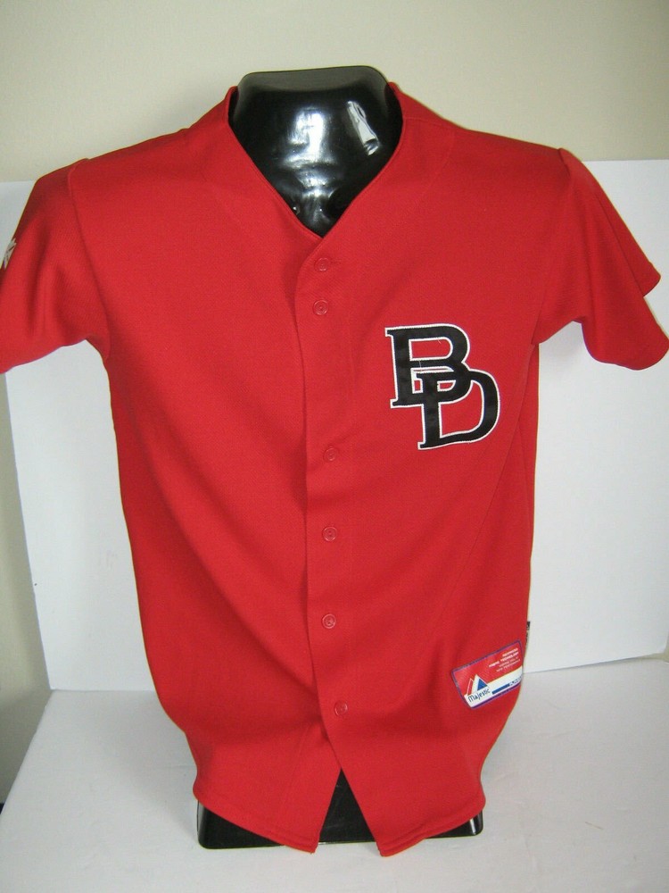 Big Dogs Majestic Baseball Jersey Cool Base Red Short Youth L Polyester Spring