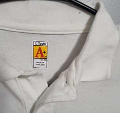 A+ School Uniform Polo Youth Large White Short Sleeve