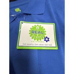 Real School blue short sleeve shirt youth large unisex pique polo