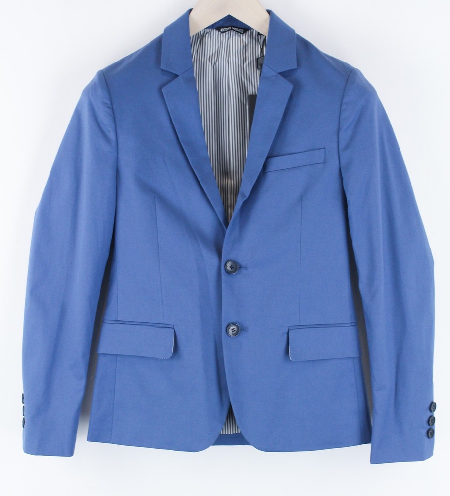 Antony Morato Boys Blazer 14 Years Blue Cotton Stretch Shawl Collar UVP129