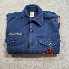 1960s Boy Scouts Of America Sanforized Uniform Shirt Navy Blue Patches NY VTG