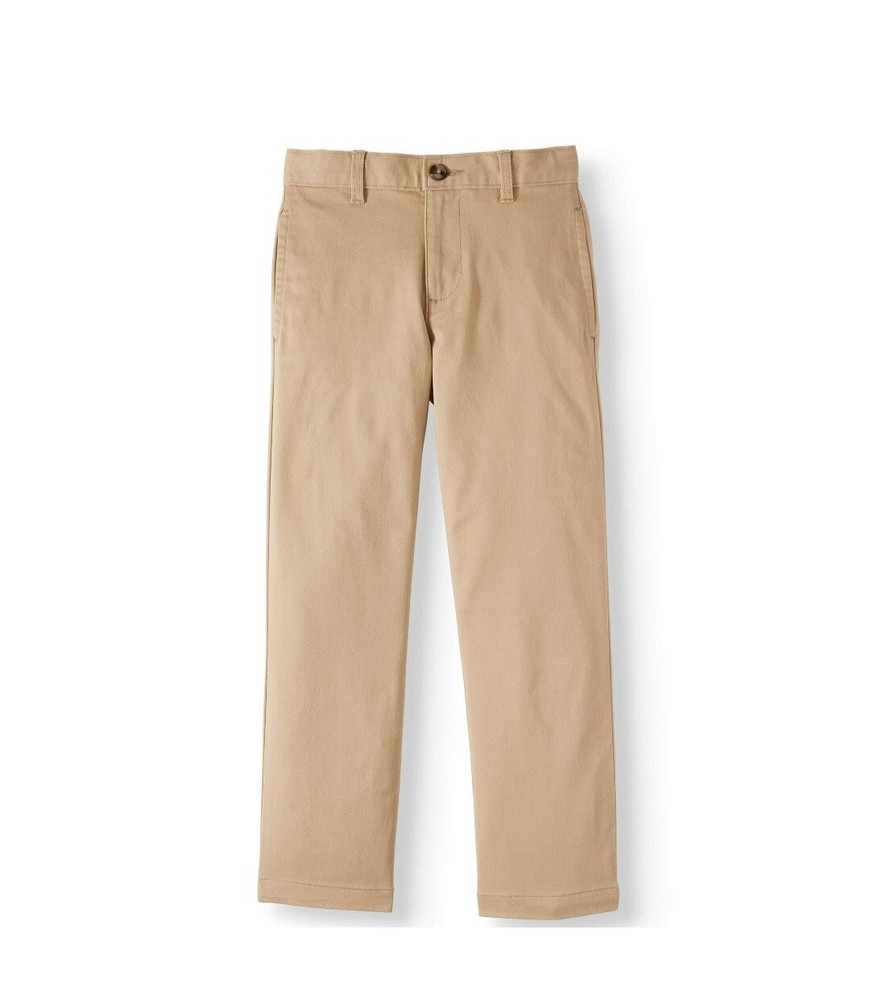 Boys Wonder Nation School Uniform Stretch Chino Pants Beige Select Size – NEW