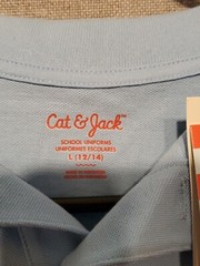 Cat & Jack Boys School Uniform Polo Shirt Light Blue Large 12/14 New With Tags