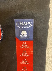 Chaps Boys’ Approved Schoolwear Black Flat Front Pants Size 14 Slim NEW!