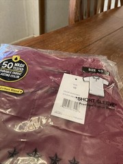 Authentic Galaxy School Uniform Polo Shirt Burgundy Size 10 By Harvic