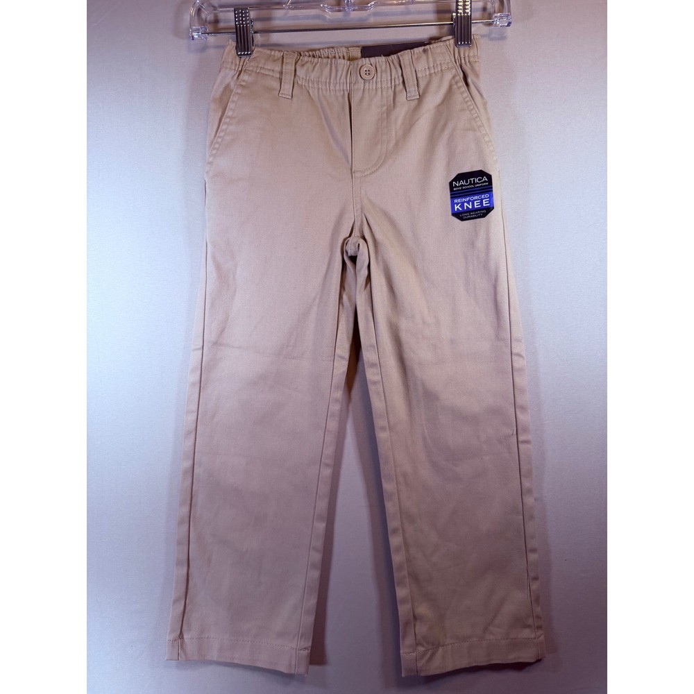 Nautica Boys School Uniform Khaki Pants Reinforced Knee Size 6 Regular N451050Q