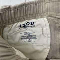 Izod Shorts Boys 3T Khaki School Uniform Flat Front Elastic Waist Schoolwear