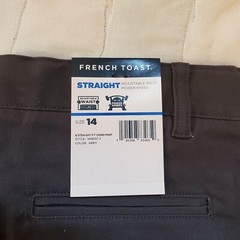 French Toast Sz 14 Boys Straight Leg Pants. New. Grey. School.