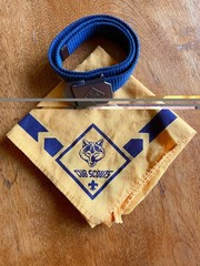 Cub Scouts Uniform Accessories Lot Youth Neckerchief Belt Blue Gold