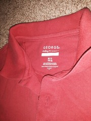 ✰ Boys XL 14-16 George Brand Red Collared Button Top Uniform Dress Shirt T-shirt