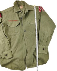 Vintage Boy Scouts Of America Shirt Boys 10-12 Green Uniform Twill Long Sleeve