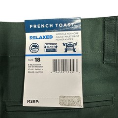NWT French Toast Boys 18 Hunter Green Relaxed Fit School Uniform Pants Lot of 2