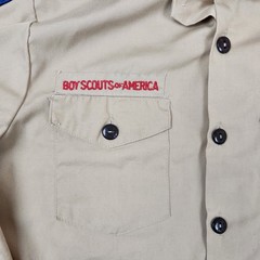 Vintage Boy Scouts of America Shirt Youth Large Tan Long Sleeve Uniform USA 90s