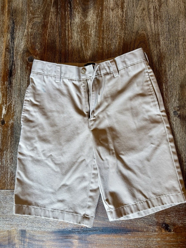 Lands End Boys School Uniform Khaki Chino Shorts Size 14 Stain Resistant New