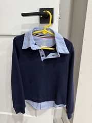French Toast School Uniform Unisex Long Sleeve Collar Shirt Navy blue XS 4/5