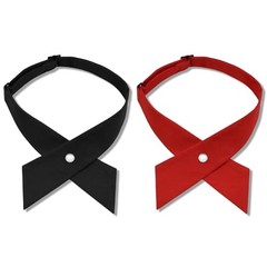 Bow Ties for Women Criss-Cross Tie Adjustable Pre Tied Bowtie Solid Black Red
