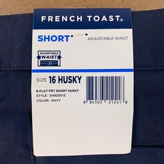 French Toast Boys Size 16 Husky Navy Blue Flat Front Adjustable Waist Shorts NWT