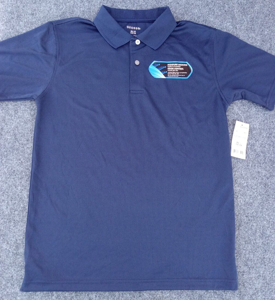 Boys shirt New George Navy XL 14 -16 extra large Short Slv Polo NEW TAGS J101