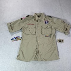 Boy Scouts Of America Shirt Youth Medium Beige Uniform Patches 100 Years 2010