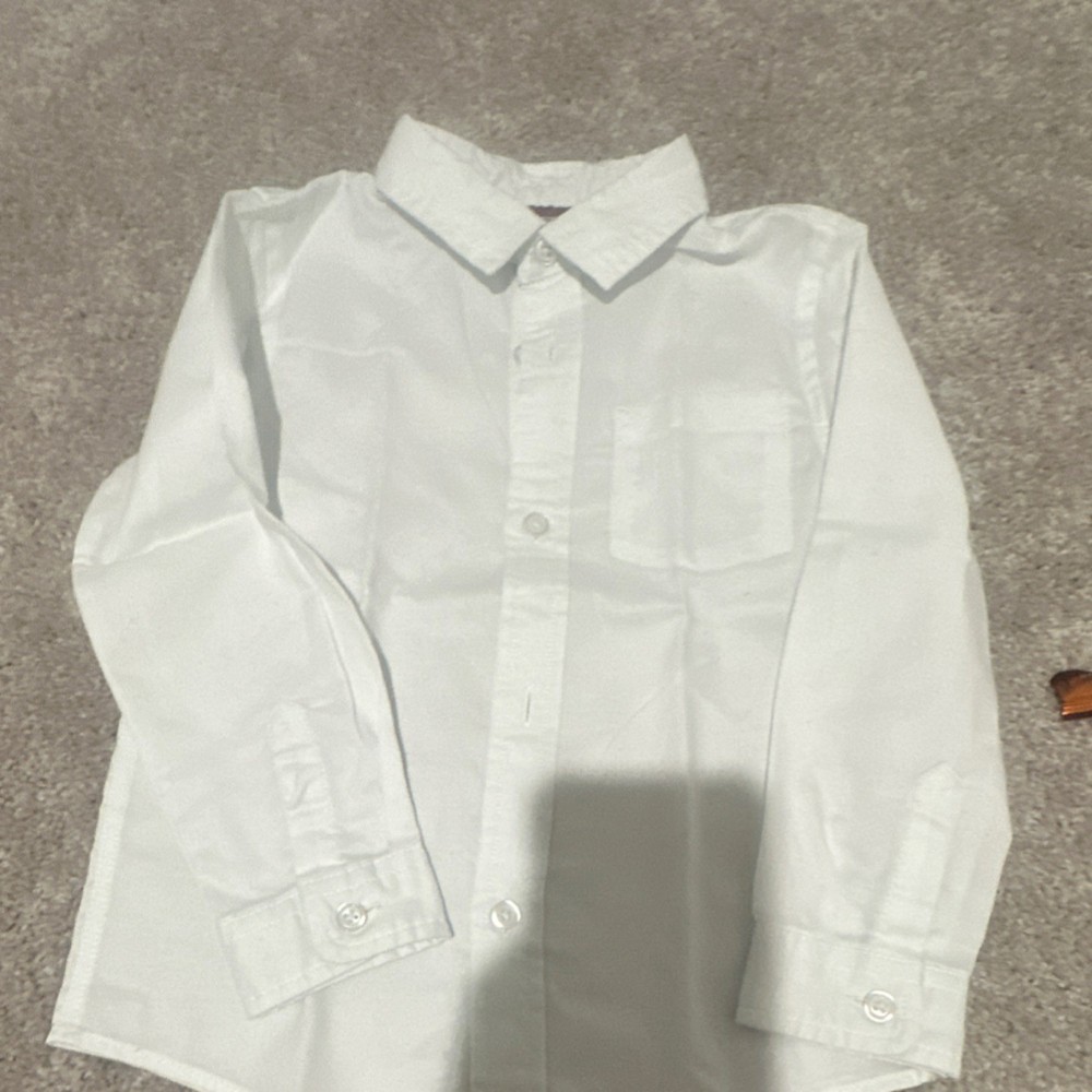 Cat & Jack Boys White 100% Cotton Dress Shirt 4T Long Sleeve Uniform