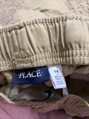 Pair Of NWT The Children’s Place Boys 14 Tan Navy Cargo Pants Slip On Uniform