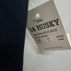 Cat & Jack Pants 14 Husky Boys Flat Front Adjustable Waist Navy School Chinos
