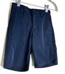 Lands’ End Boys 6 Navy Blue School Uniform Chino Shorts Adjustable Waist Pockets