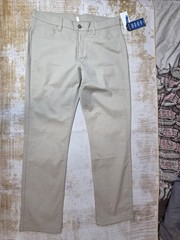 Nautica School Uniform Pants Boys 18 Husky Beige Khaki Stretch Adjustable Waist