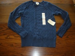 St Johns Bay Boys Size M Navy Blue Long Sleeve Dressy Crew Cable Neck Sweater