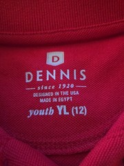 Dennis Uniform YL Youth 12 Red SS School Shirt NEW