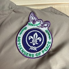 Boy Scout Tan Button Down Short Sleeve Uniform Shirt w/Patches Size Large