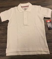 French Toast Boys’ Short Sleeve Pique Polo, White, XS (4/5)