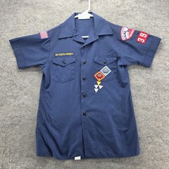 Boy Scouts of America Cub Scouts Shirt Youth Large Navy Uniform Patches Made USA