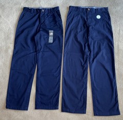 Lot 2 NEW Khaki School Uniform Plain Front Chino Blue Pants Boys Size 12 Adjust