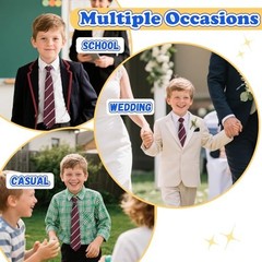 Kids Tie Striped Ties for Boys 5-12 Pre-tied Adjustable Neckties for Red Stripe