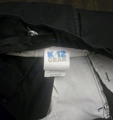 K-12 Gear School Uniform Boys Black Pants 16 Husky With Waist Adjustable Straps