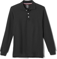 French Toast School Uniform Unisex Long Sleeve Pique Polo Shirt Black Sz XS 4/5
