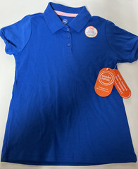 Wonder Nation Boys School Uniform S/S Pique Polo Shirts; Blue, M (7-8) LOT OF 2