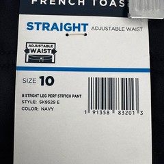 NWT Boys Uniform Adjustable Waist Navy Pants Causal by French Toast – Size 10